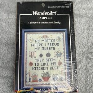 WonderArt 9007 Kitchen Cross Stitch Sampler Stamped with Design 11x14 No Thread